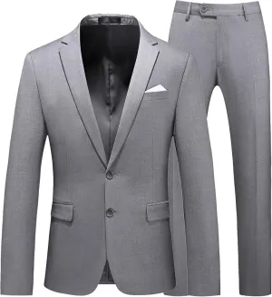 UNINUKOO Men's Suit Slim Fit 2 Button 2 Piece Suits for Men Party Formal Dress Solid Tuxedo Blazer Jacket Pants Set