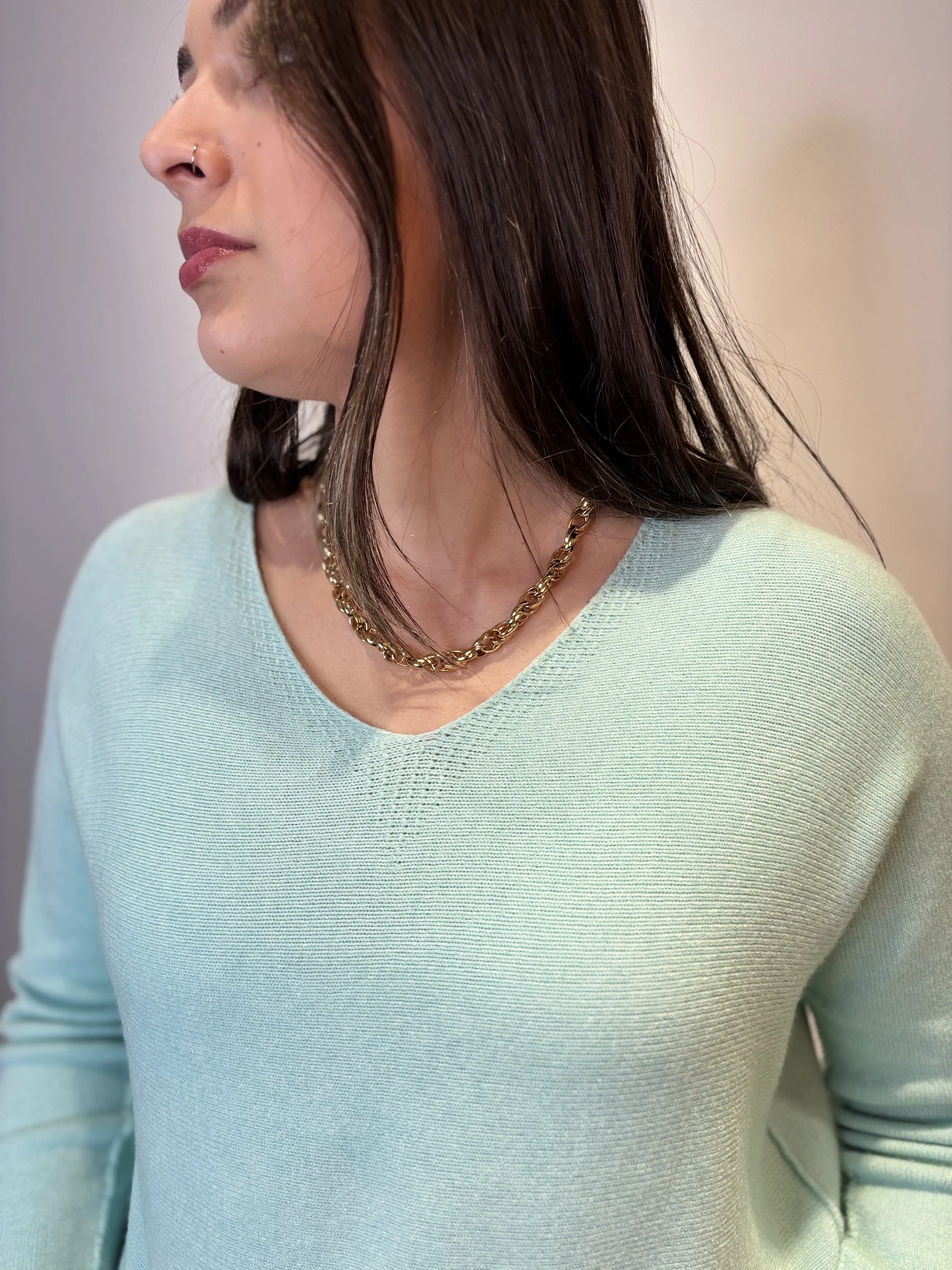 V-Neck Knit - Mint