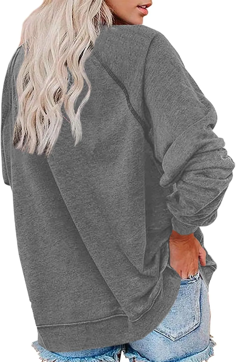 Vdnerjg Women's New York Letter Print Sweatshirt Crewneck Long Sleeve Casual Loose Fit Pullover Shirt