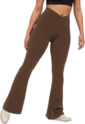 viehunt Womens Crossover Flare Leggings High Waisted Casual Cute Stretchy Full Length Workout Elegant Yoga Pants