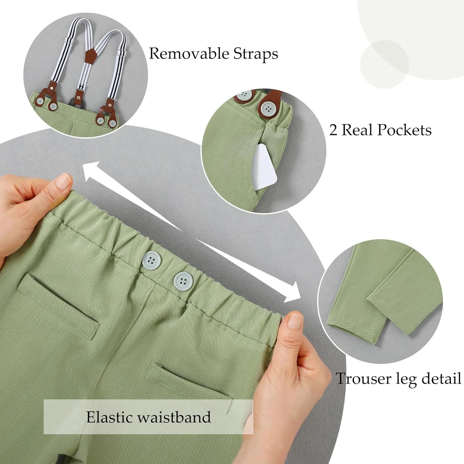 WESIDOM Toddler Boy Clothes Suit Formal Dress Shirt Bowtie Vest Boutonniere Suspender Pants Boys Gentleman Outfits Set