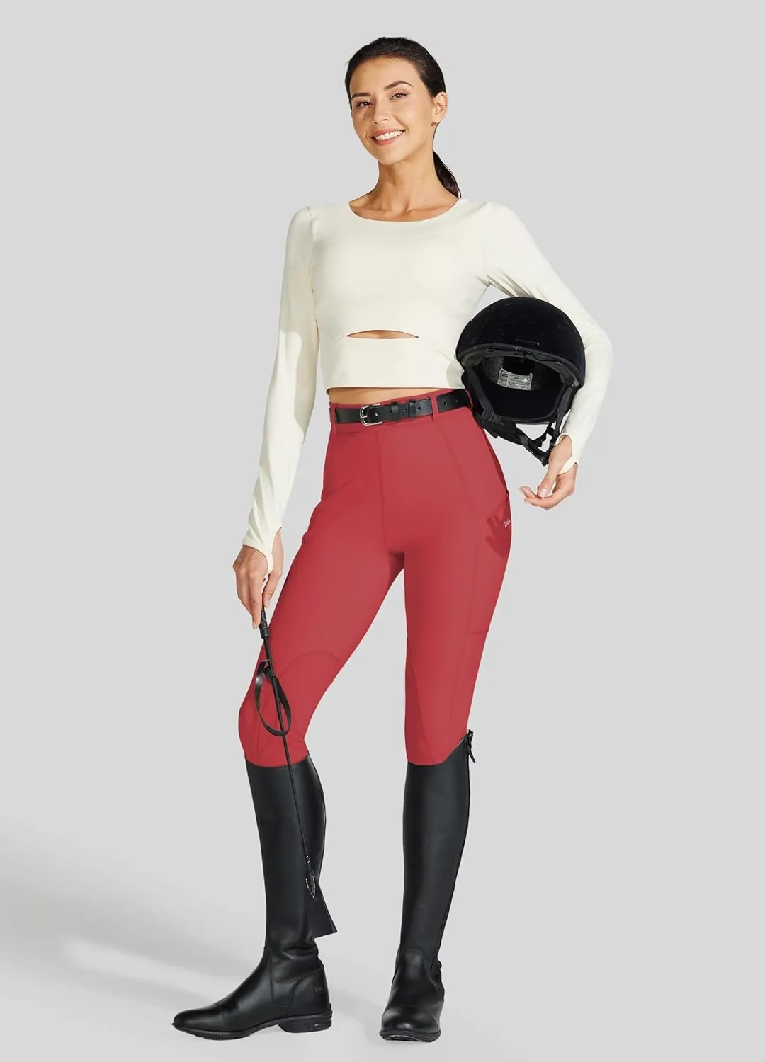Willit Women's Horse Riding Pants Knee-Patch Equestrian Breeches Horseback Schooling Tights Zipper Pockets