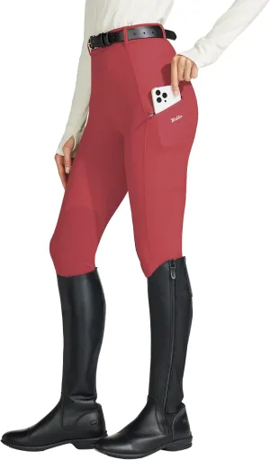 Willit Women's Horse Riding Pants Knee-Patch Equestrian Breeches Horseback Schooling Tights Zipper Pockets