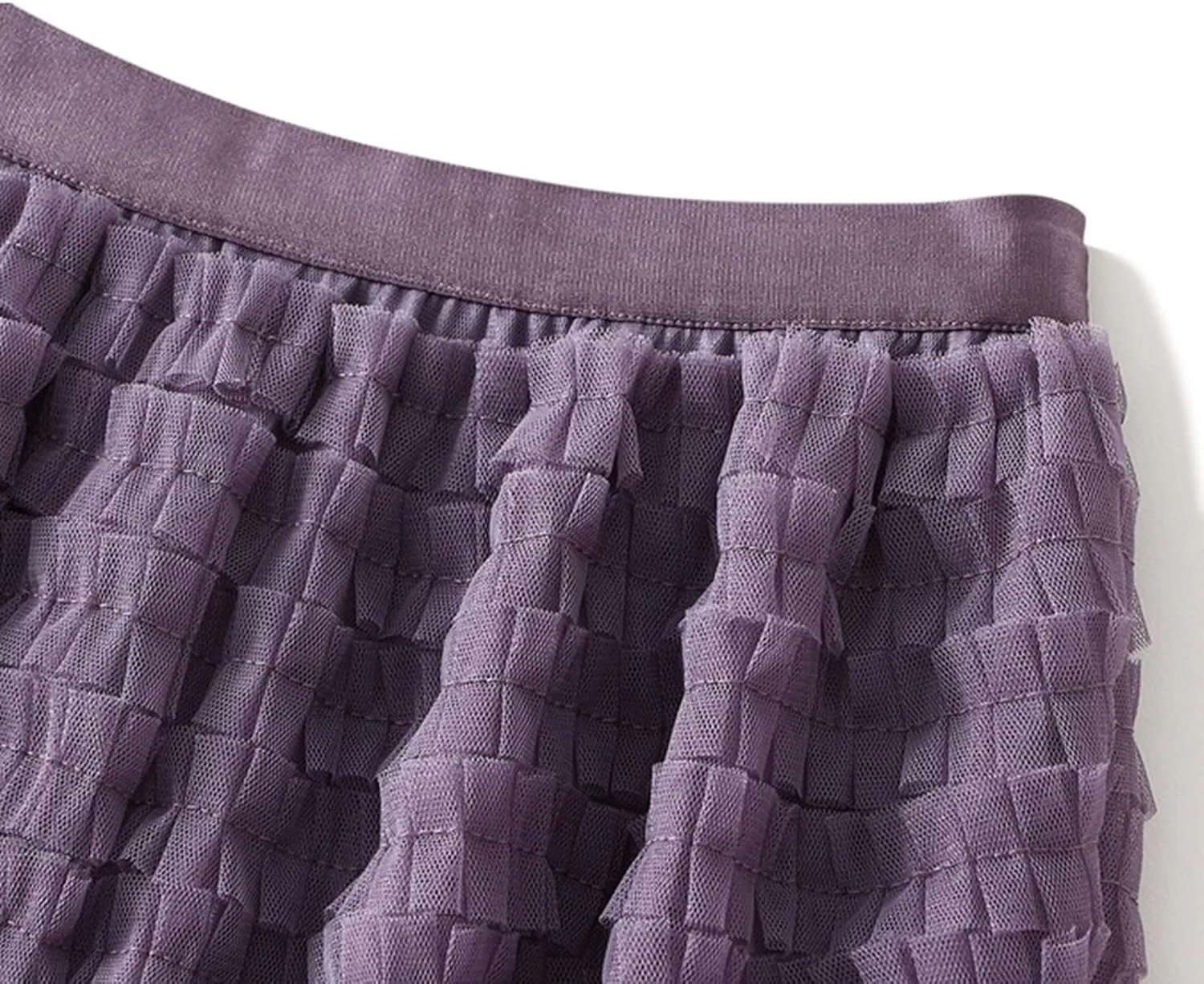 Women High Elastic Waist Mesh Layered Long Fairy Tulle Skirt Irregular Hem Pleated Tutu A-Line Midi Skirts