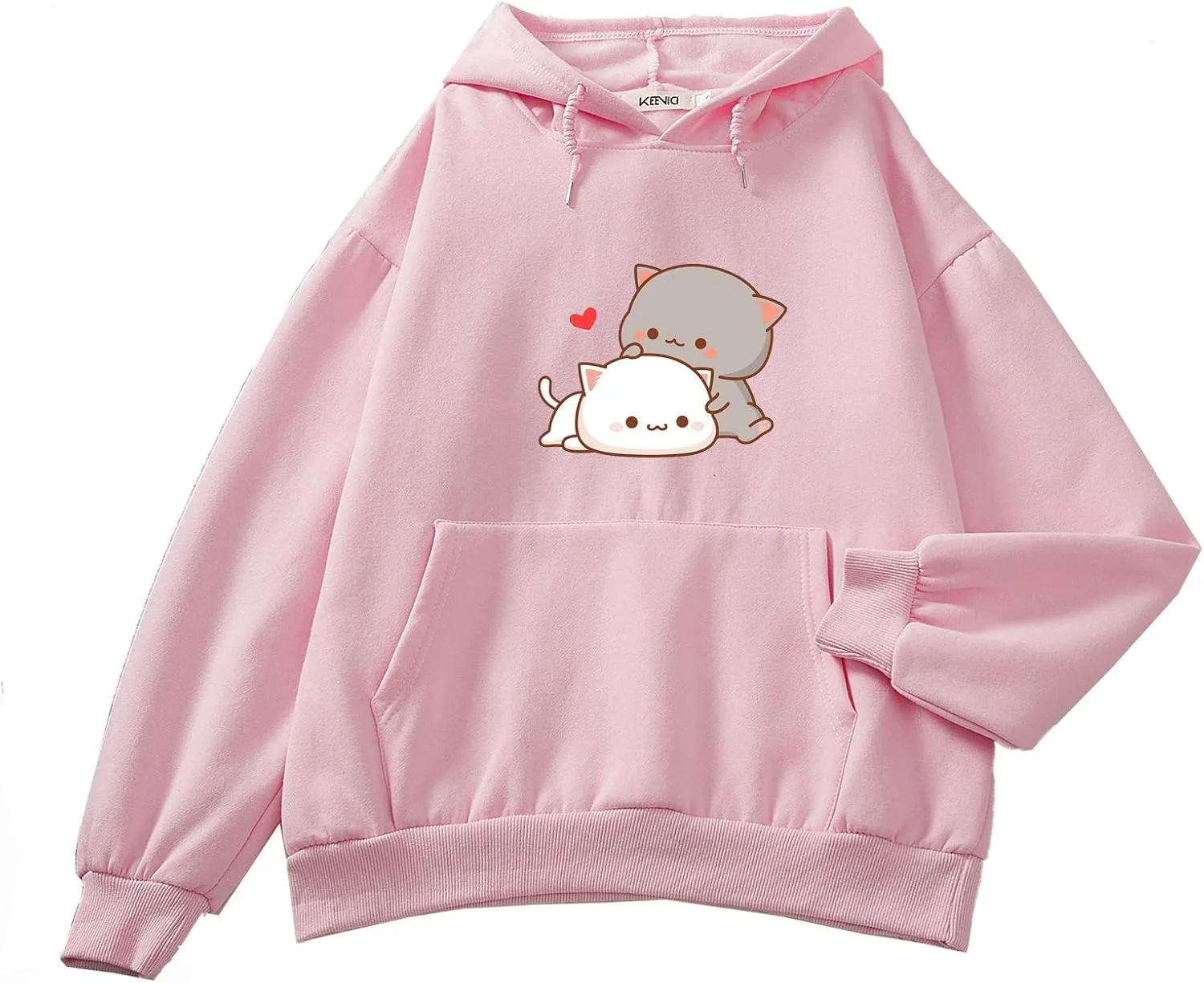 Women Kawaii Cartoon Cute Cat Graphic Casual Cotton Pullover Hoodies Sweatshirt