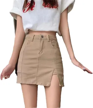Women Shorts Mini Pants Skirt A-LINE Stretch Slim Fit High Waisted Jean Skirts