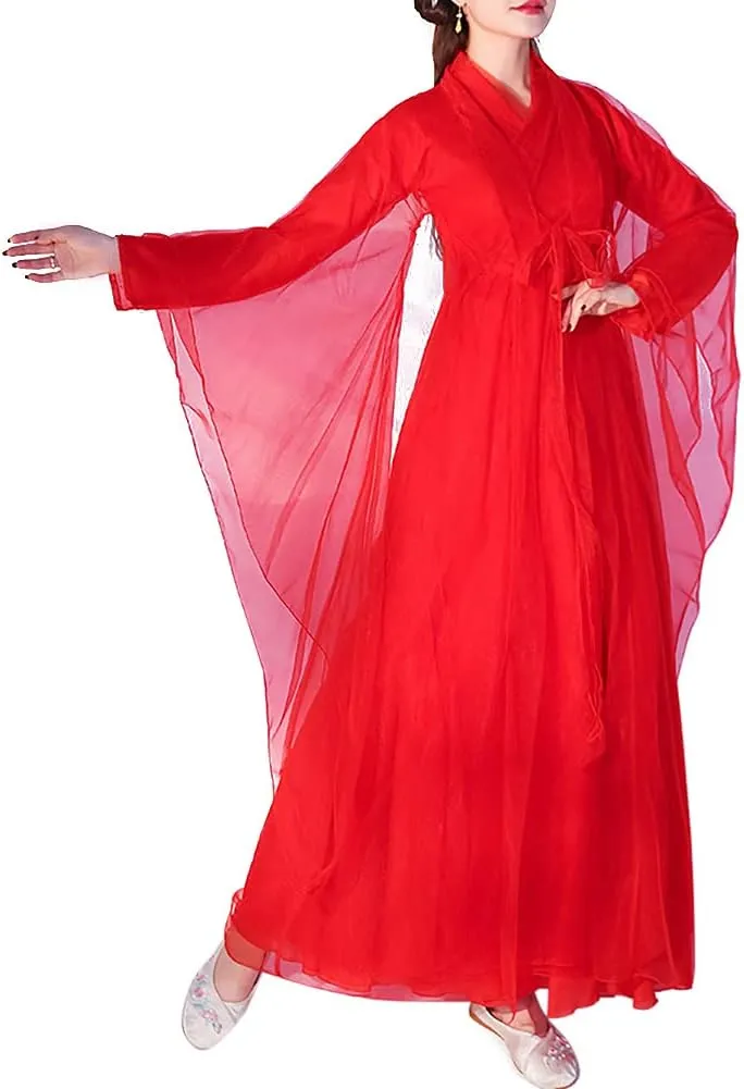 Women's Ancient Traditional Chinese Costume Half Sleeve Embroidery Hanfu Top High Waist Swing Skirt Outfit
