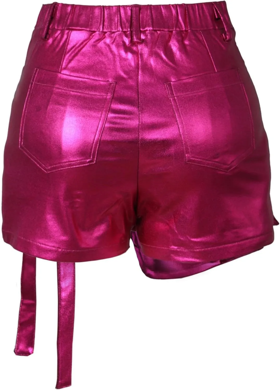Women's Metallic Sexy Cargo Shorts Elastic High Waist Stretch Hotpants Rave Pants Party Clubwear