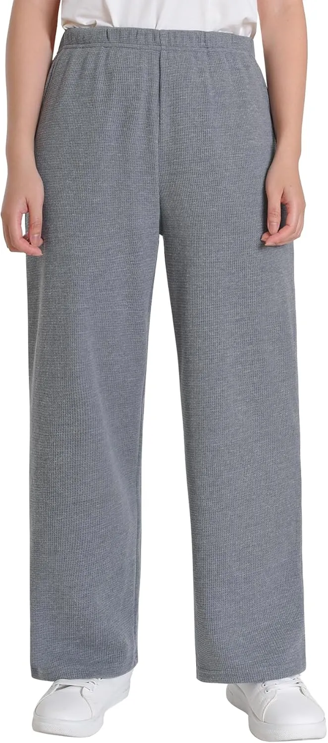 Women's Petite Length Lounge Pants Wide Leg with Pockets