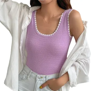 Women's Round Neck Sleeveless Vest Backless Short Top Casual Pullover Workplace Camisole