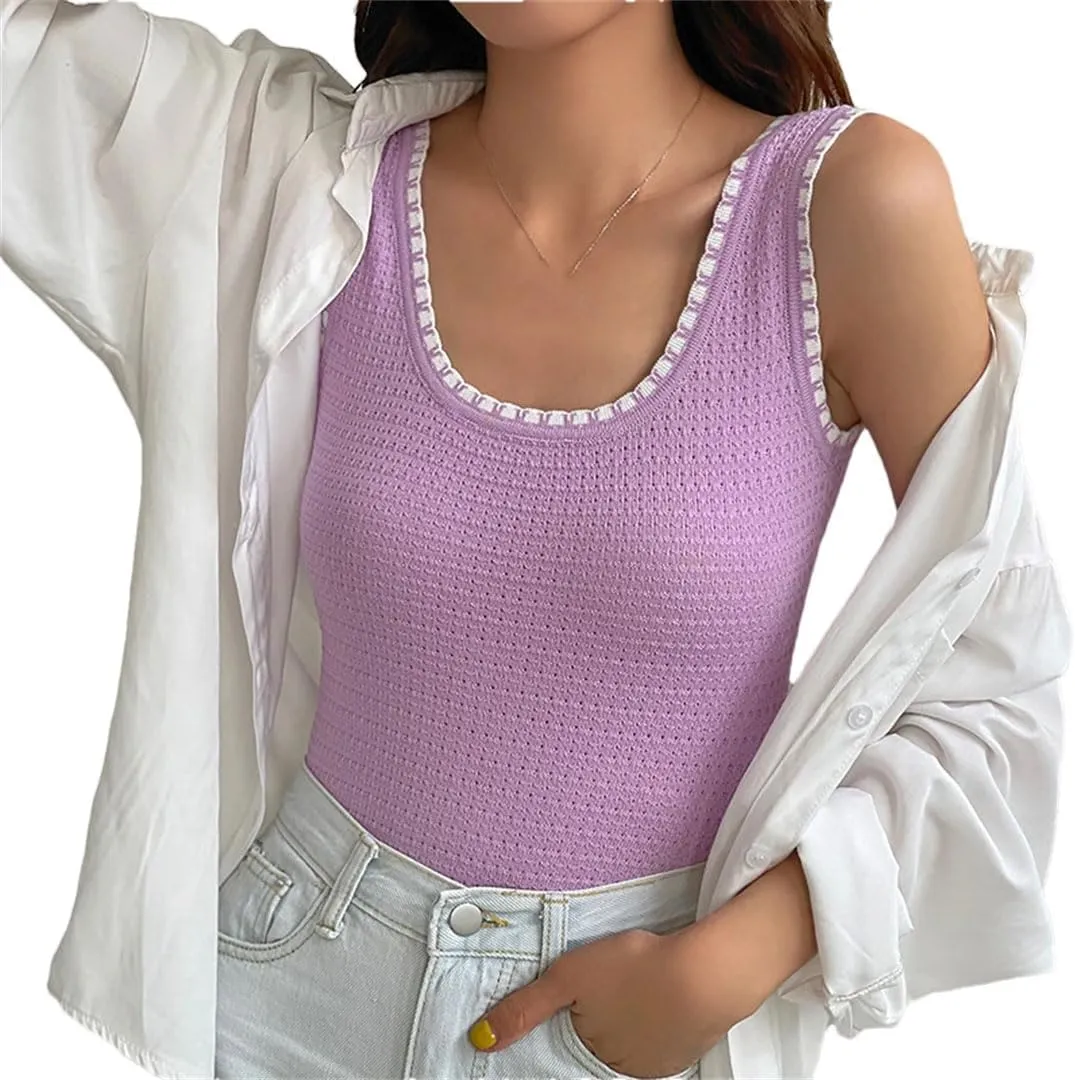 Women's Round Neck Sleeveless Vest Backless Short Top Casual Pullover Workplace Camisole
