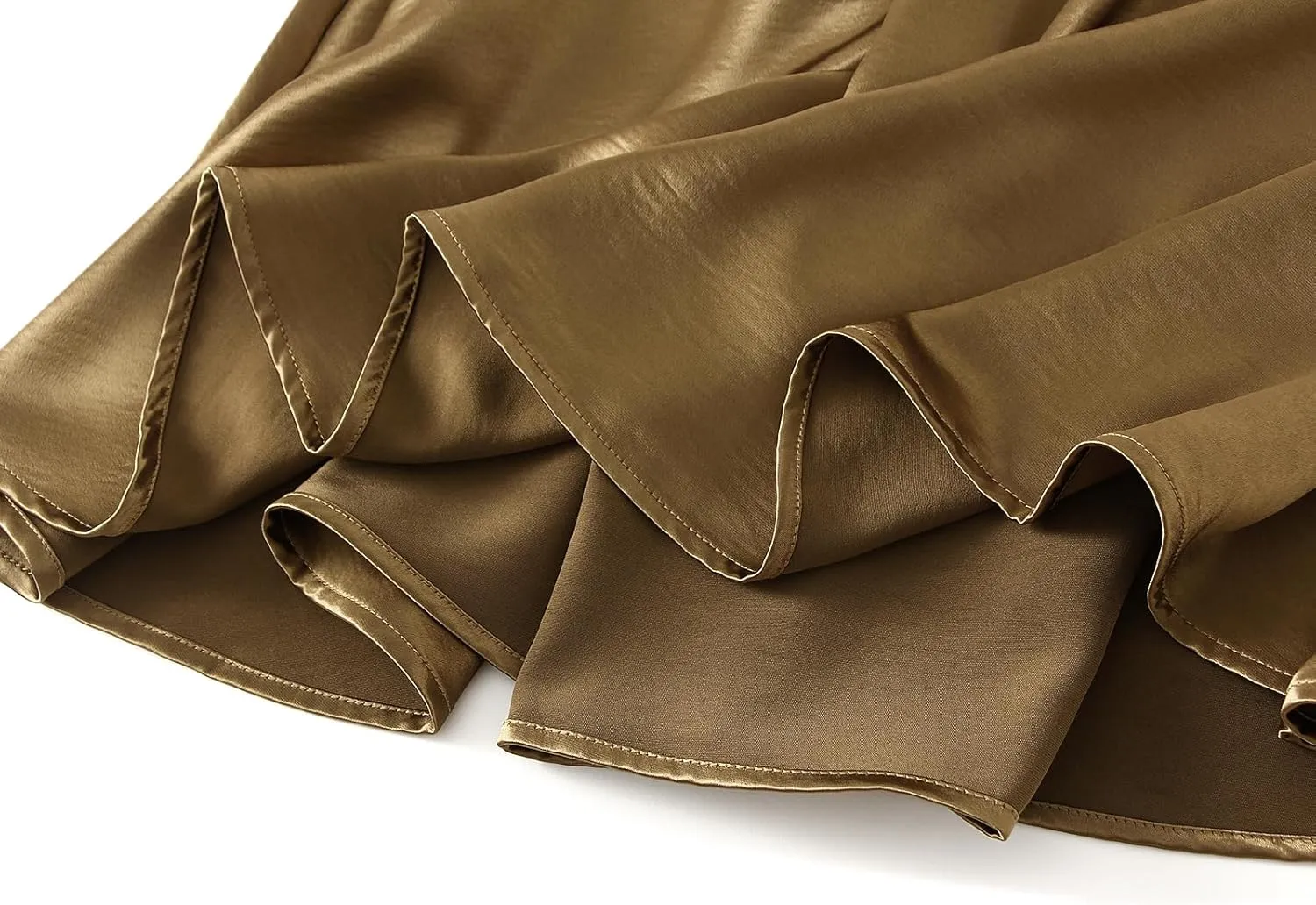 Women's Satin Skirts Long Length High Waisted Solid Color A-Line Luxury Wedding Dress Up Pleated Flowy Midi Skirt