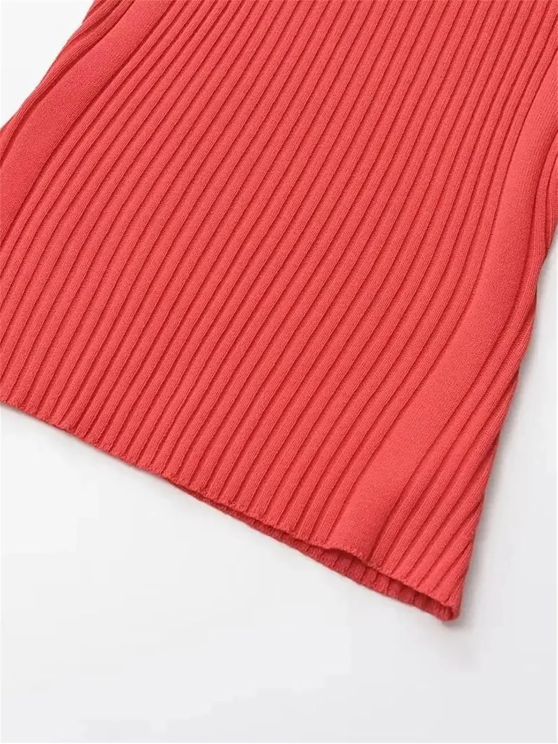 Women's Solid Color Knitted Camisole Casual Slim Fit Elastic Square Neck Tank Top
