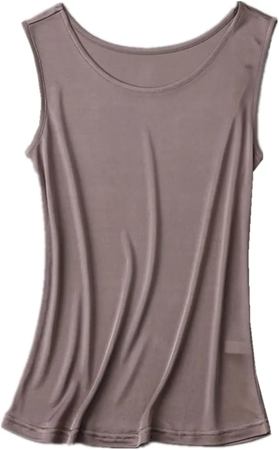 Womens Tank Top Silk Sleeveless Shirts Crewneck Under Shirts Basic Undershirts