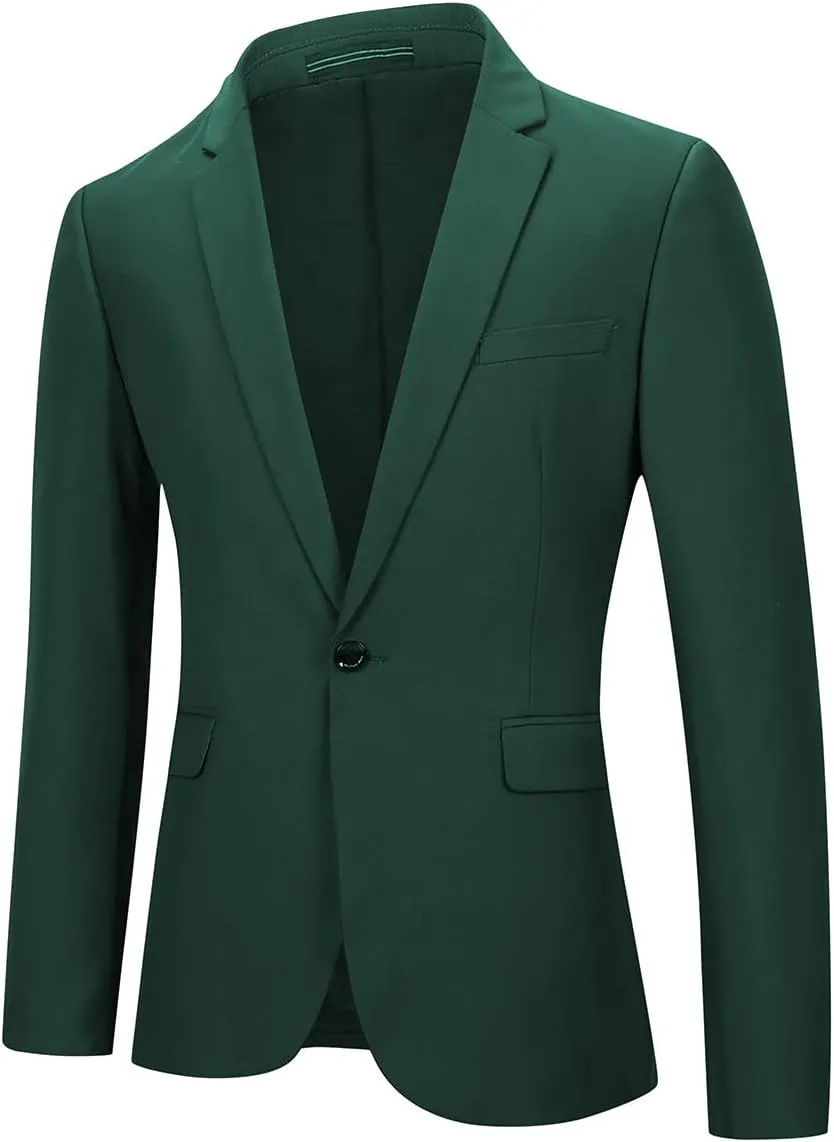 YFFUSHI Mens 2 Piece Suits One Button Formal Slim Fit Solid Color Wedding Tuxedo