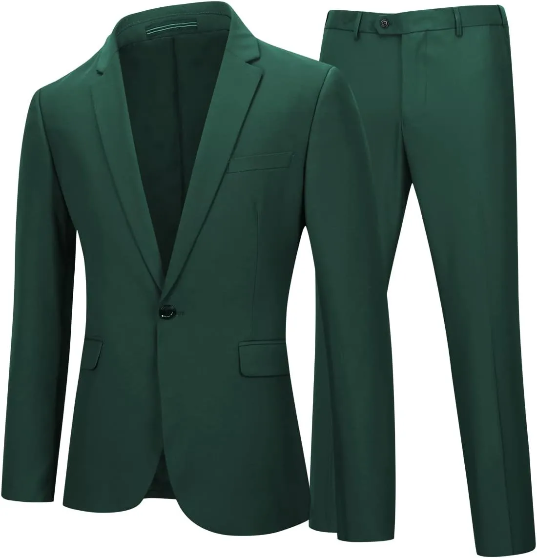 YFFUSHI Mens 2 Piece Suits One Button Formal Slim Fit Solid Color Wedding Tuxedo
