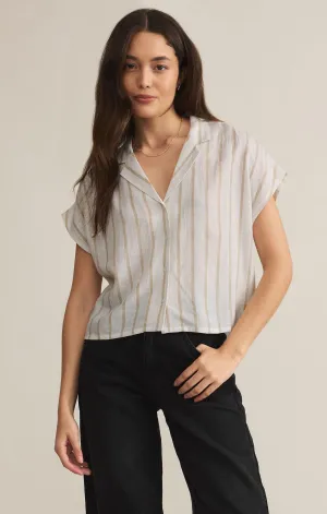 Z Supply Parallel Button Down Top- Cement
