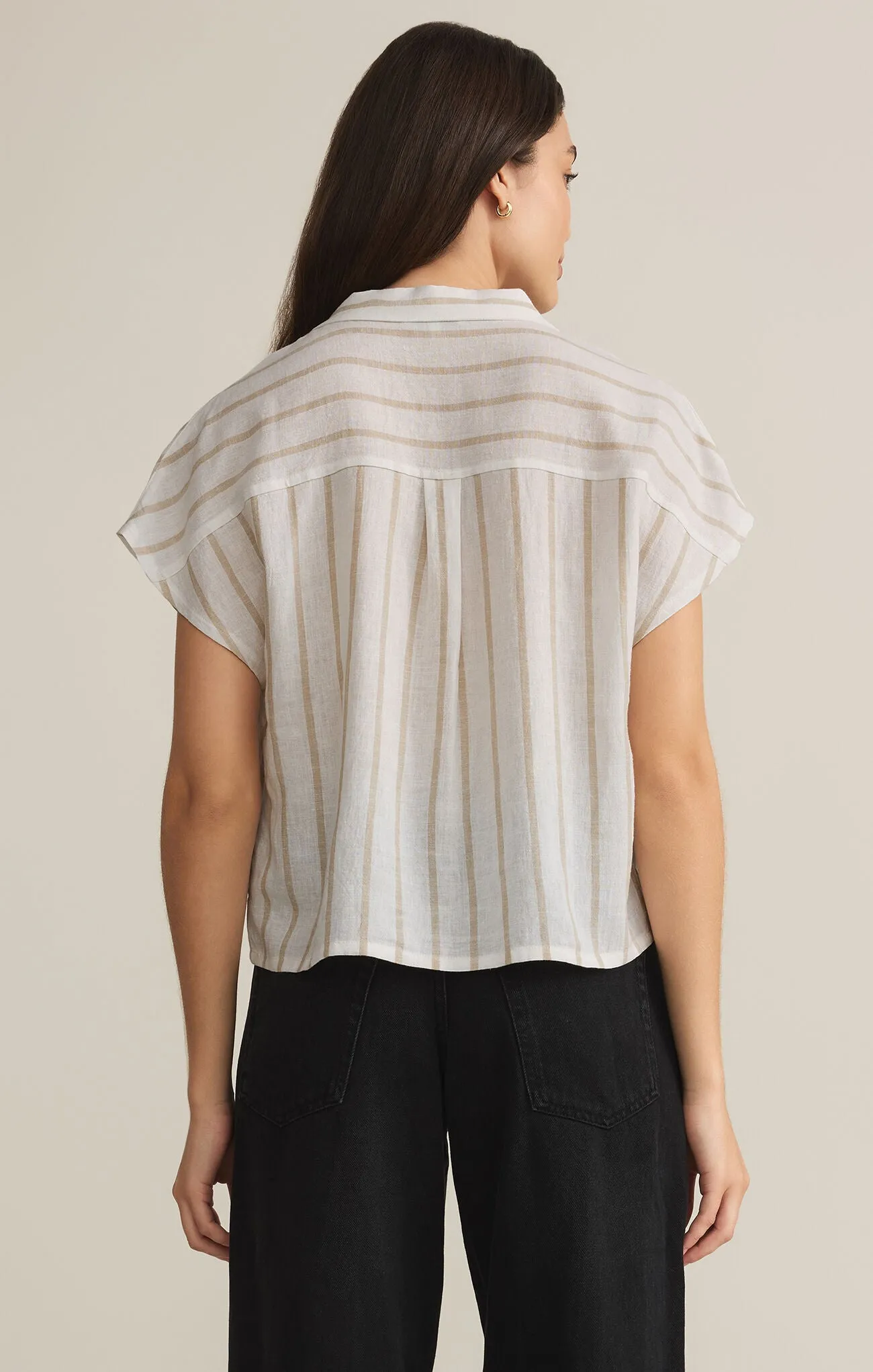 Z Supply Parallel Button Down Top- Cement