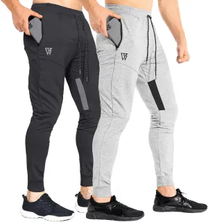 ZENWILL Mens Tapered Workout Running Pants,Gym Jogger Training Sweatpants Slim Fit with Zip Pockets