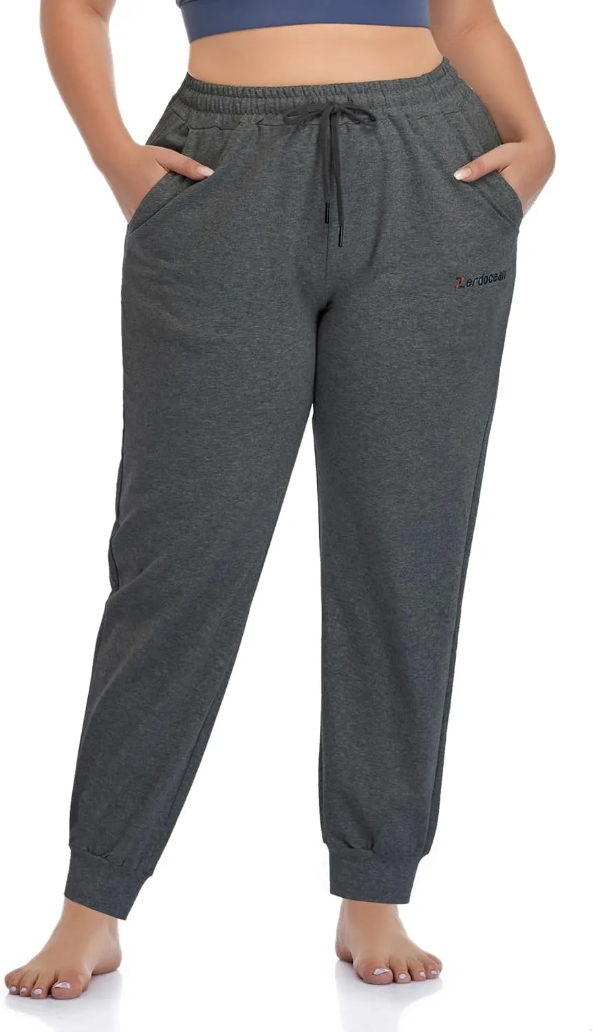 ZERDOCEAN Women's Plus Size Joggers Pants Active Sweatpants Tapered Workout Yoga Lounge Pants with Pockets