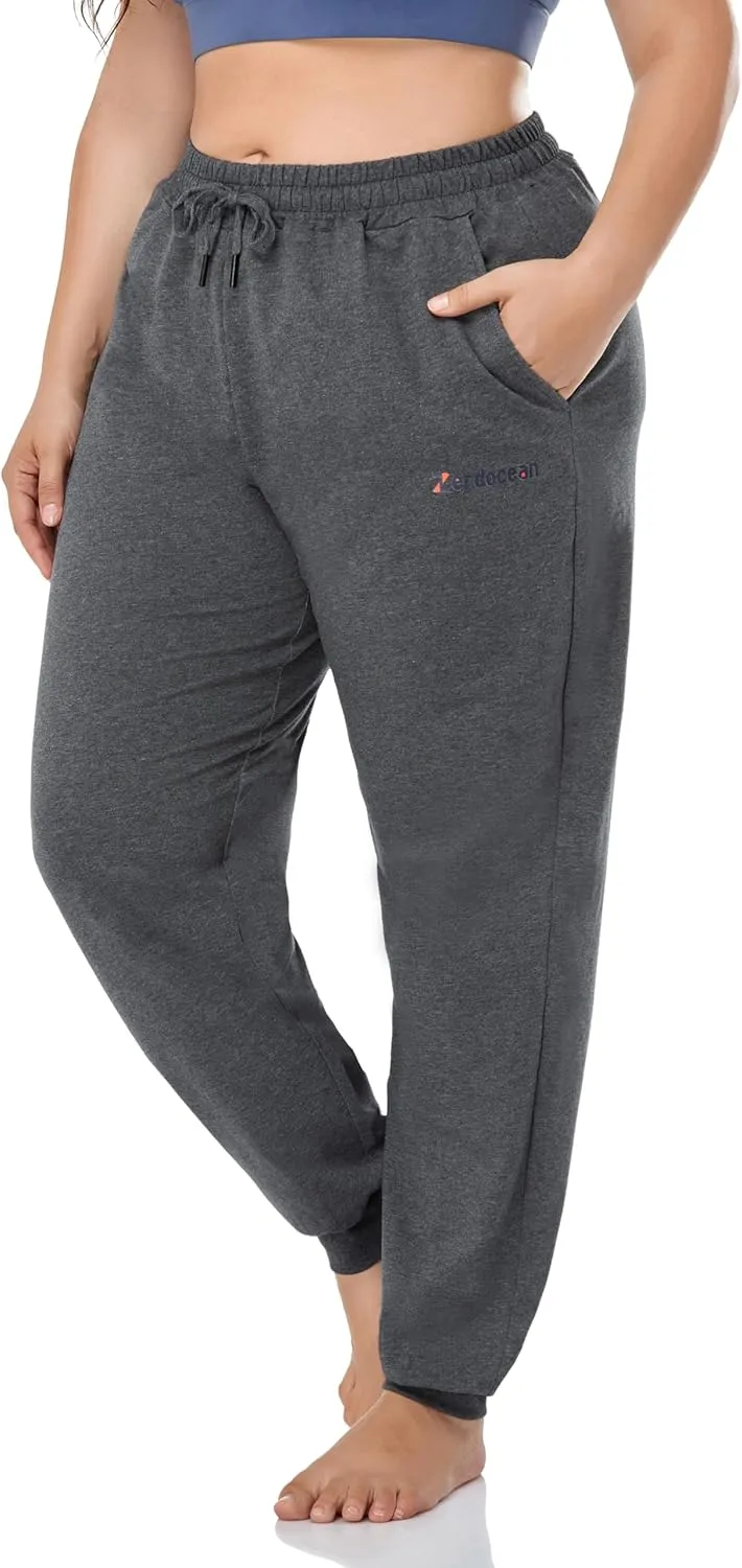 ZERDOCEAN Women's Plus Size Joggers Pants Active Sweatpants Tapered Workout Yoga Lounge Pants with Pockets