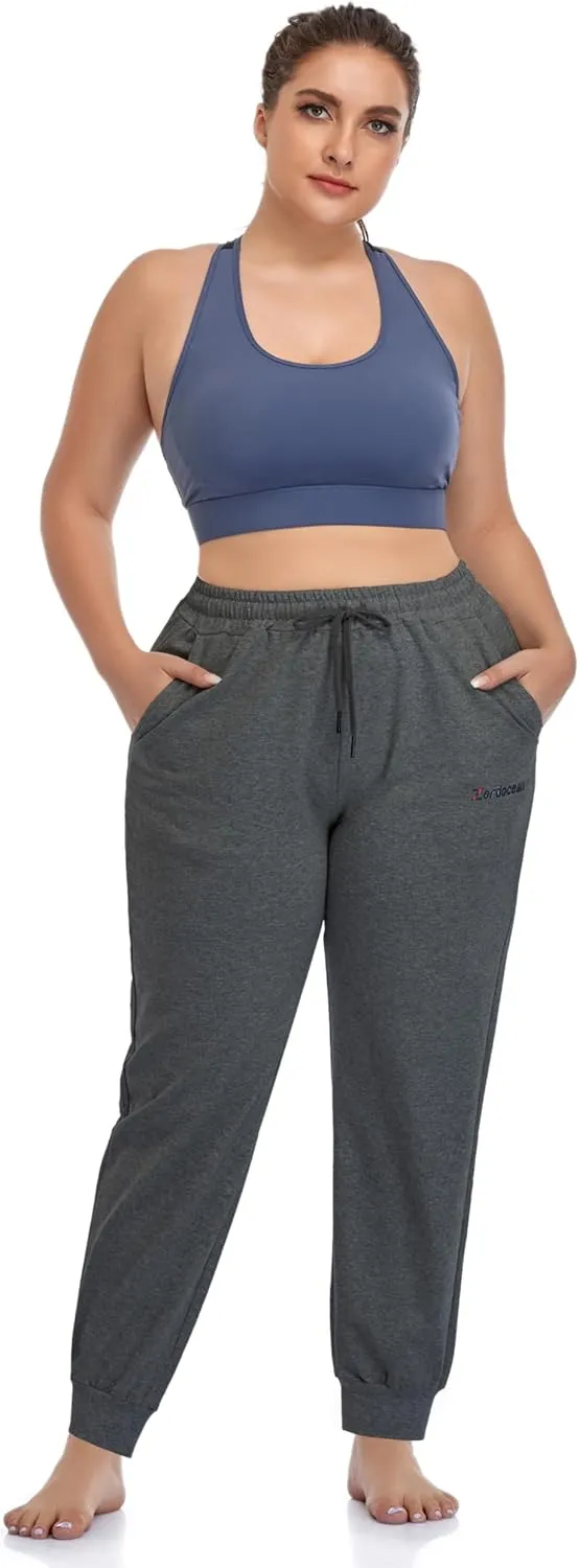 ZERDOCEAN Women's Plus Size Joggers Pants Active Sweatpants Tapered Workout Yoga Lounge Pants with Pockets